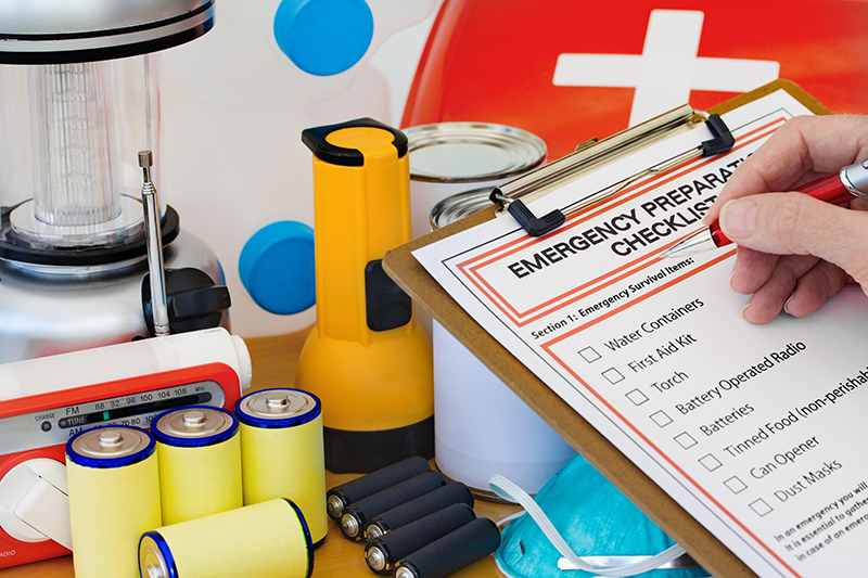 Emergency preparedness checklist and items