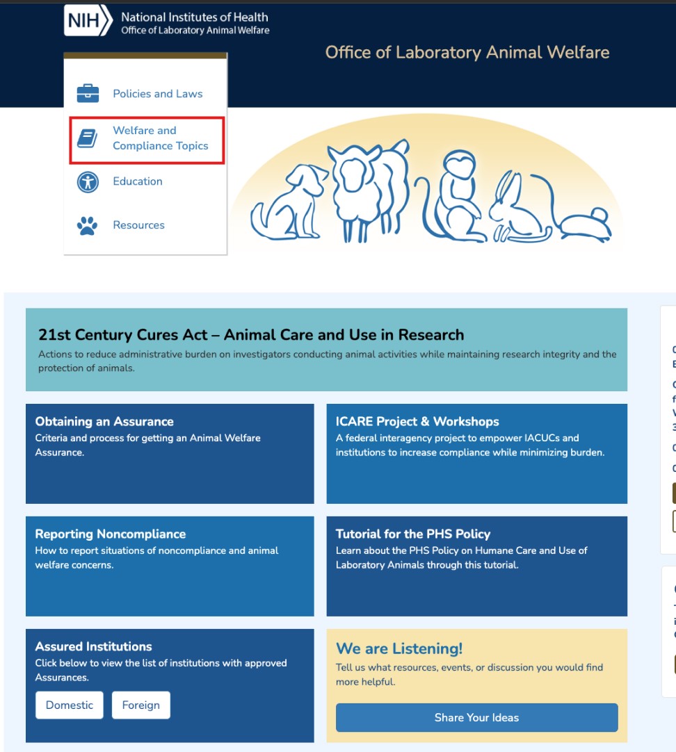 Welfare and Compliance Topics